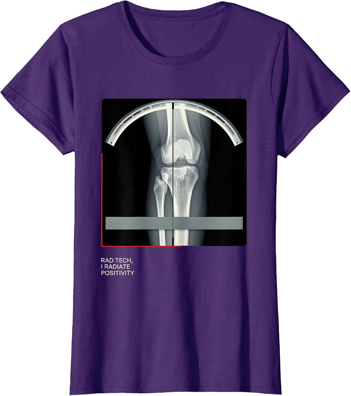 Women's Rad Tech I Radiate Positivity Humor Radiology Technologist T-Shirt - Purple