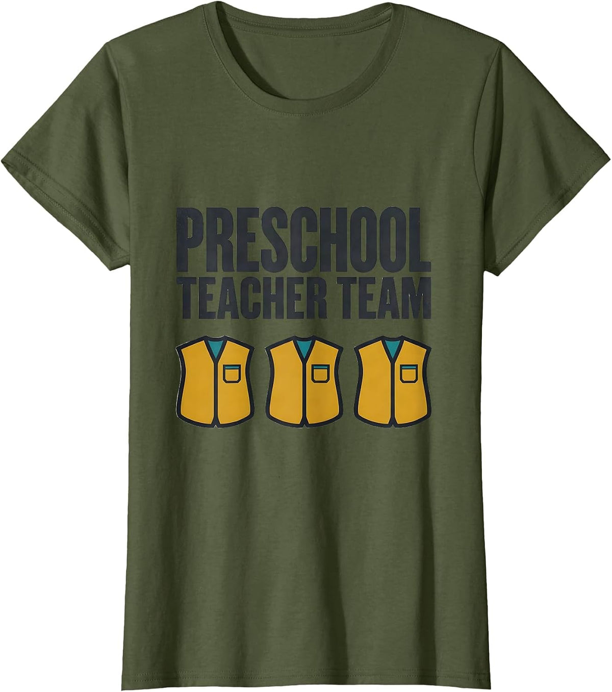 Women's Preschool Teacher Team Midcentury Modern Childcare Staff T-Shirt - Olive Green