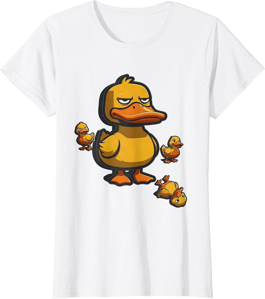 Women's Unimpressed Duck Mascot Funny Novelty Gift for Duck Lovers T-Shirt - White