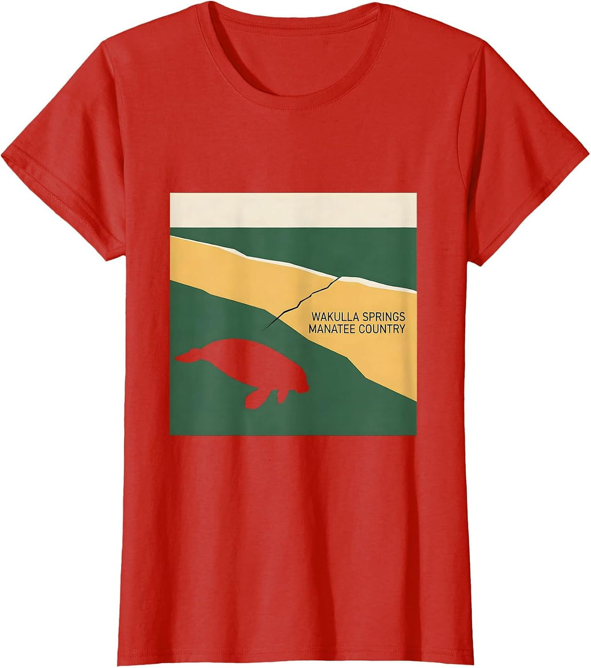Wakulla Springs Manatee Country Geometric Florida Swamp T-Shirt - Red