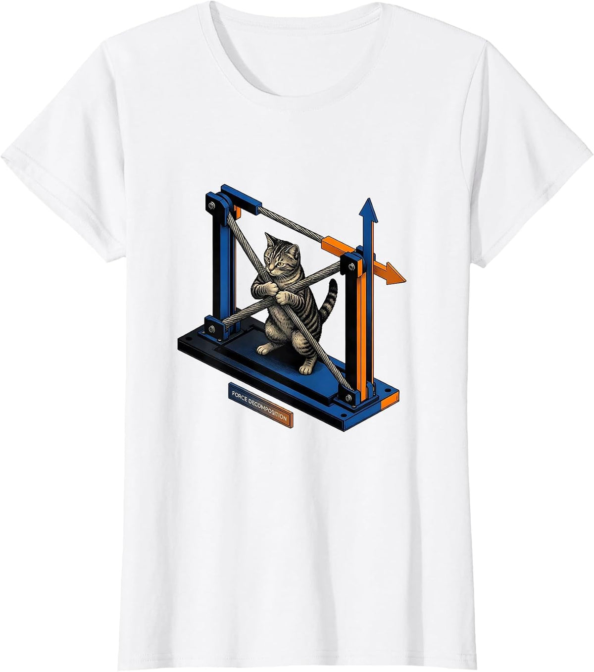 Women's Force Decomposition Funny Cat Physics Humor Design For Cat T-Shirt - White