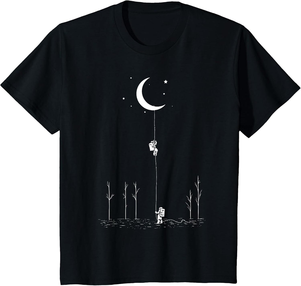 Climbing The Moon Astronomy Space Nerd Print Design T-Shirt - Black