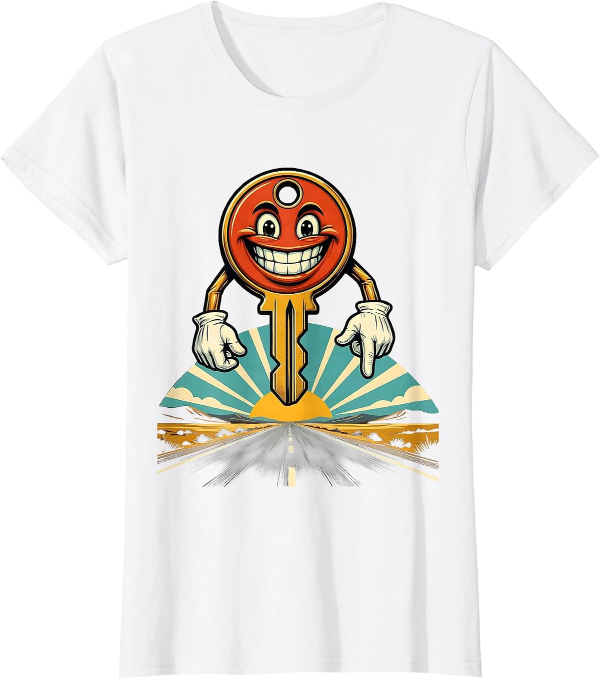Women's Car Key Open Road Valley Forge Automotive Graphic T-Shirt - White