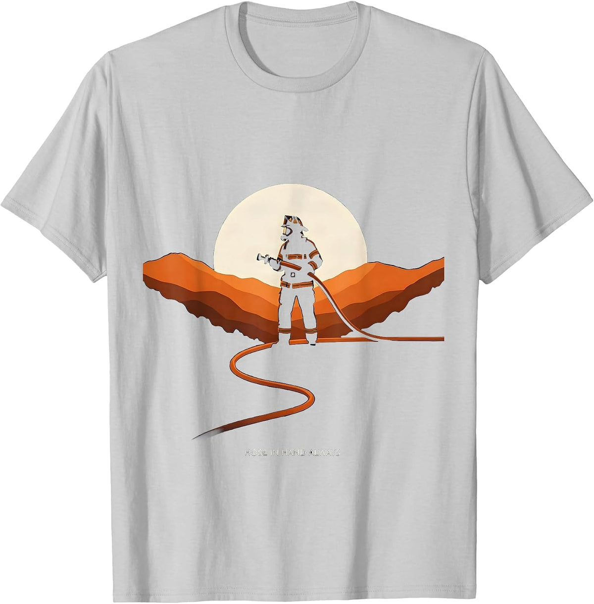 Men's Hose In Hand Always Firefighter Design T-Shirt - Silver Grey