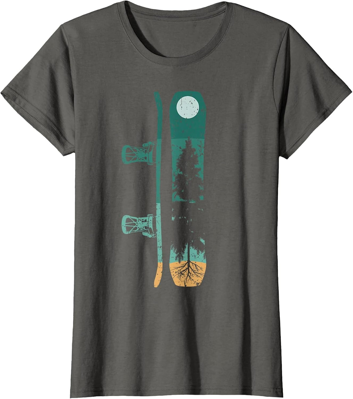 Pine Tree Snowboard Snowboarding T-Shirt - Asphalt Grey