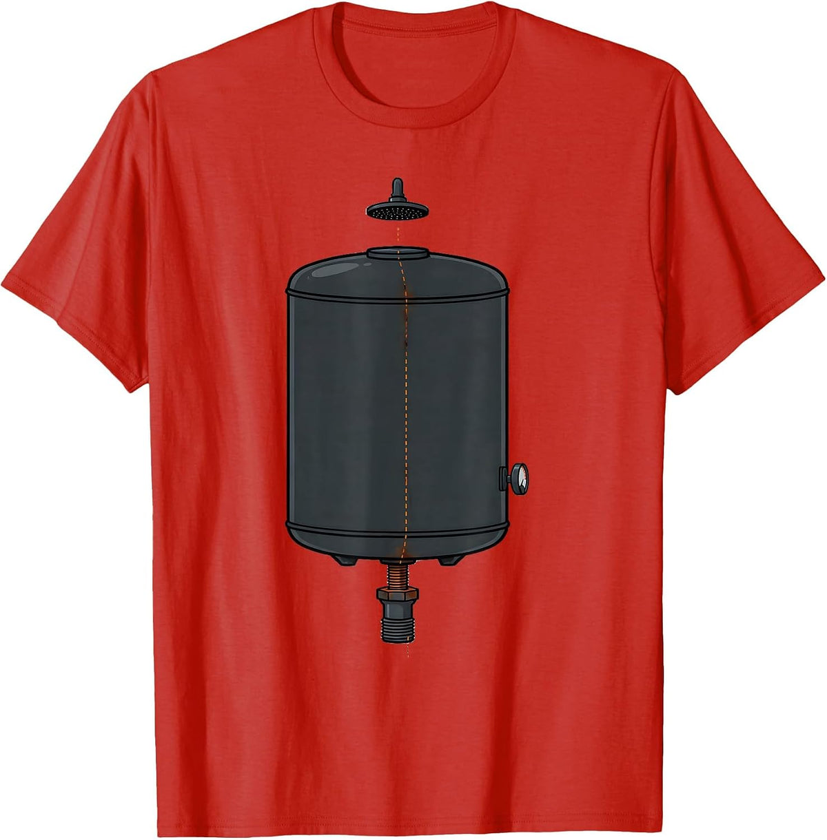 Men's Plumber Exploded Water Heater Funny Plumbing Humor T-Shirt - Red