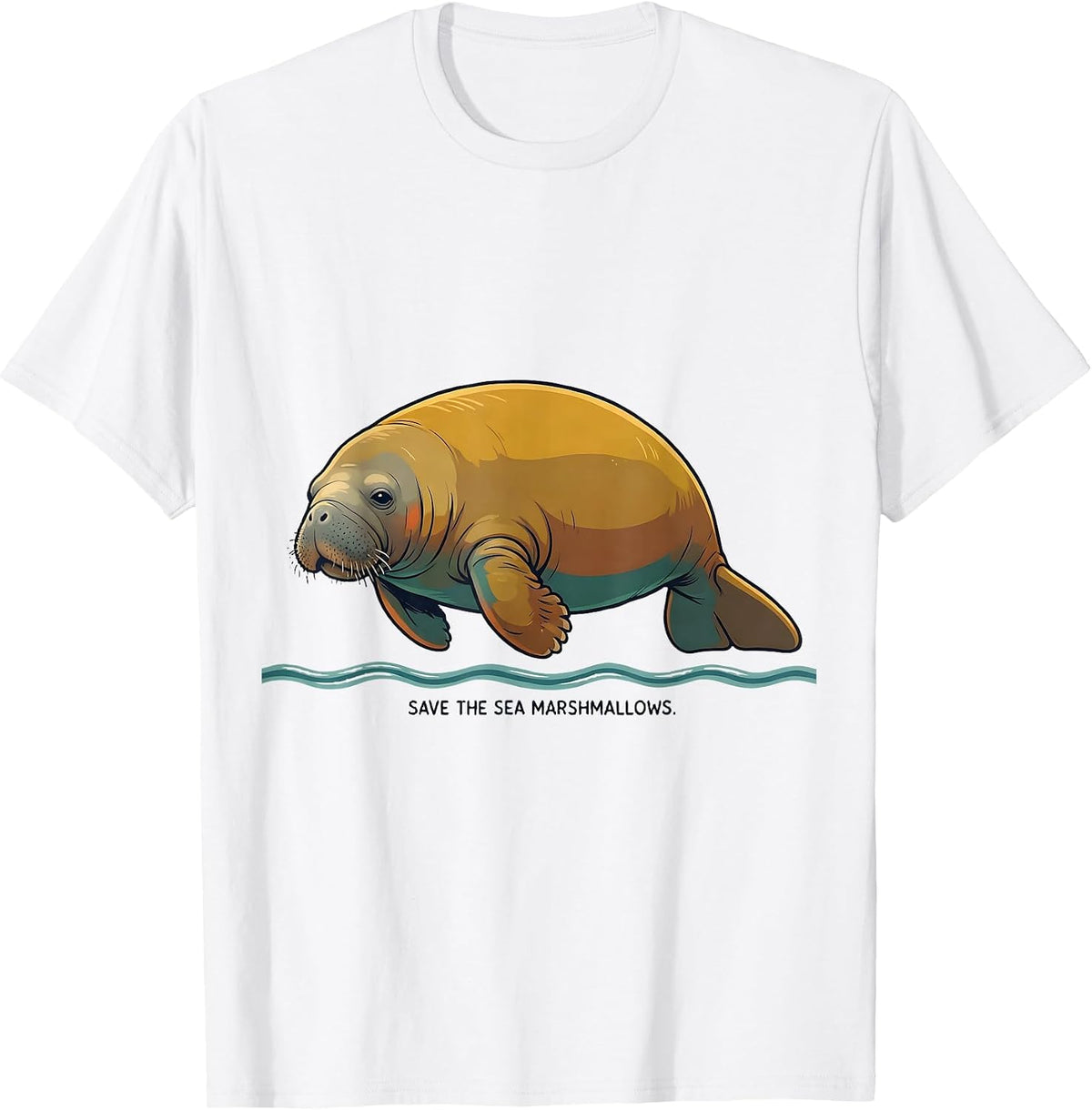 Men's Save The Sea Marshmallows Funny Manatee Sea Cow Wildlife T-Shirt - White