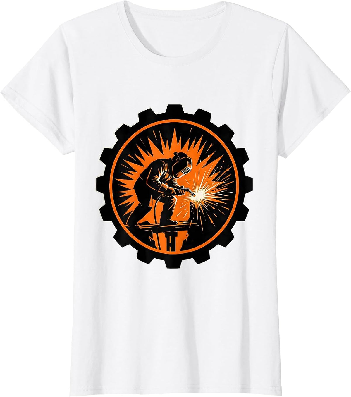 Mechanic Welder Sparks Flying Illustration T-Shirt - White