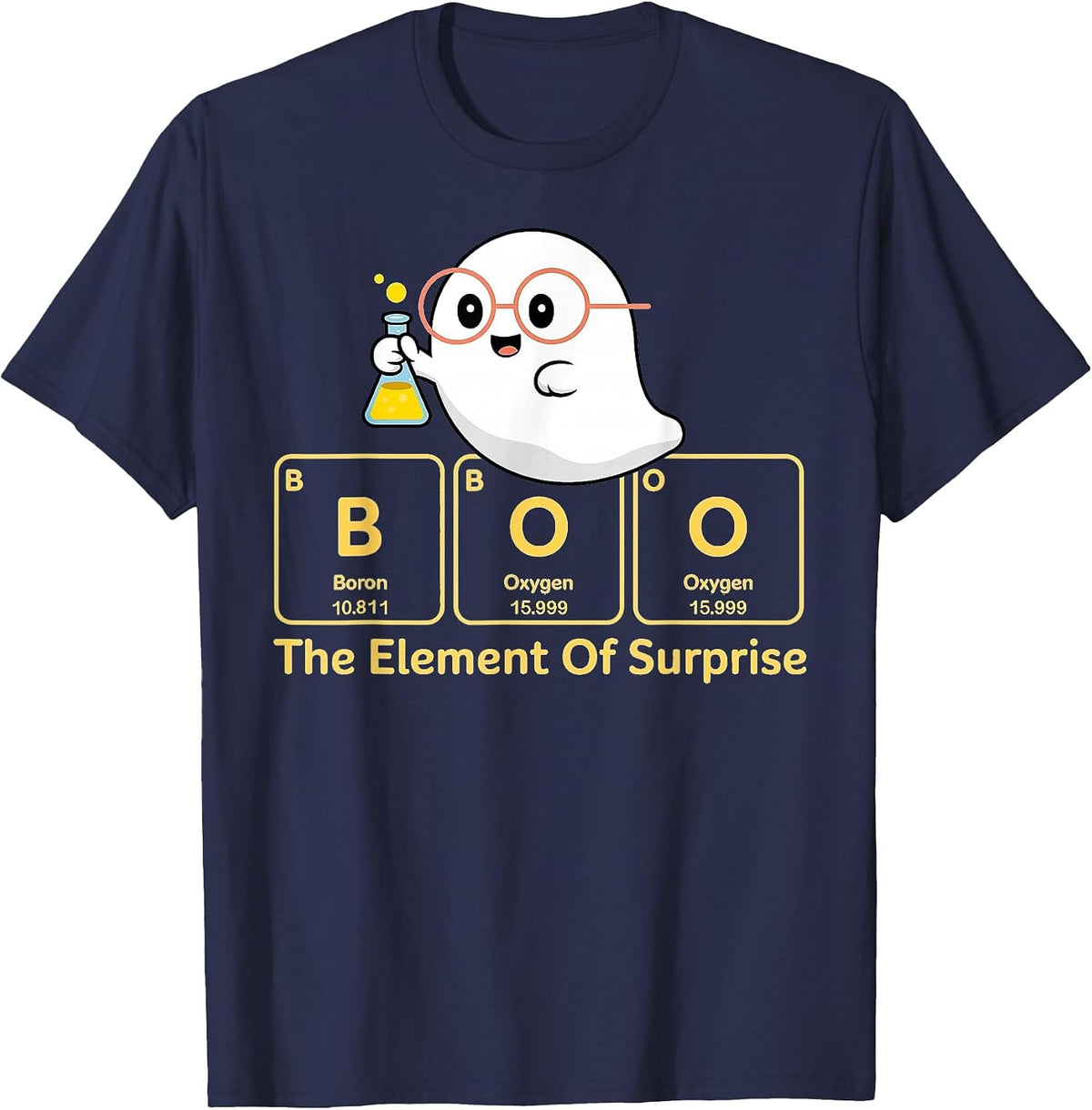 Boo The Element of Surprise Halloween T-Shirt - Navy Blue