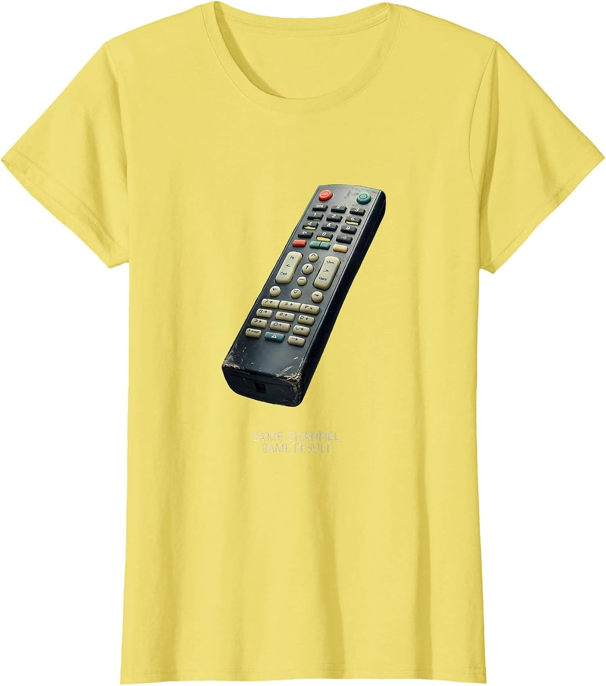 Same Channel Same Result Funny Football Lineman Fan Humor T-Shirt - Lemon Yellow