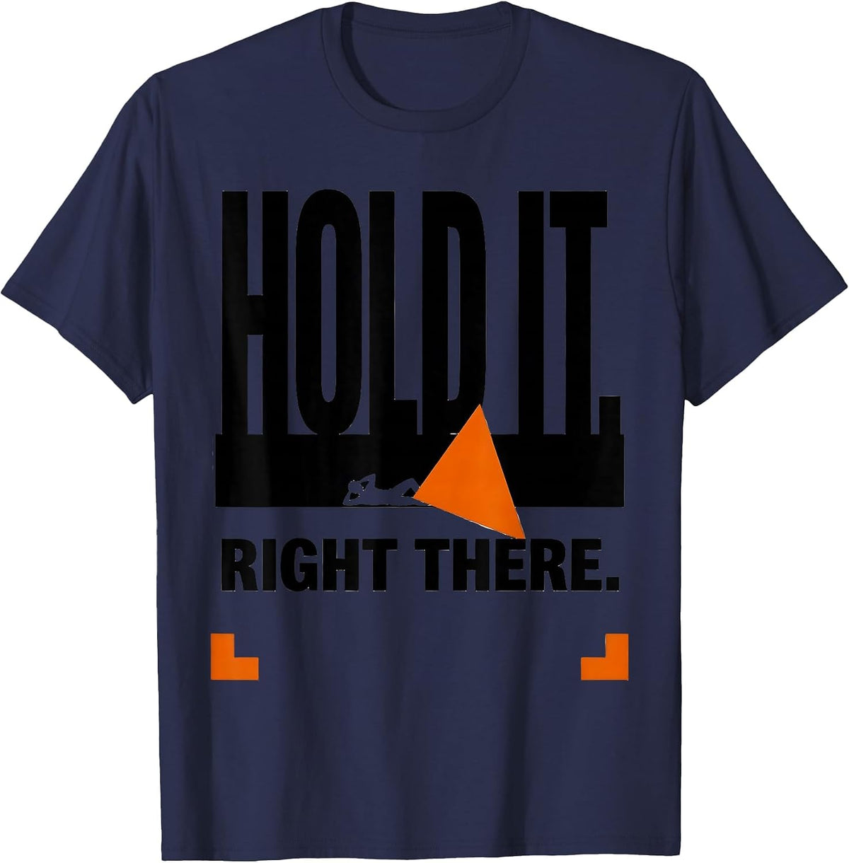 Hold It Right There Brutalist Graphic Radiology Rad Tech T-Shirt - Navy Blue