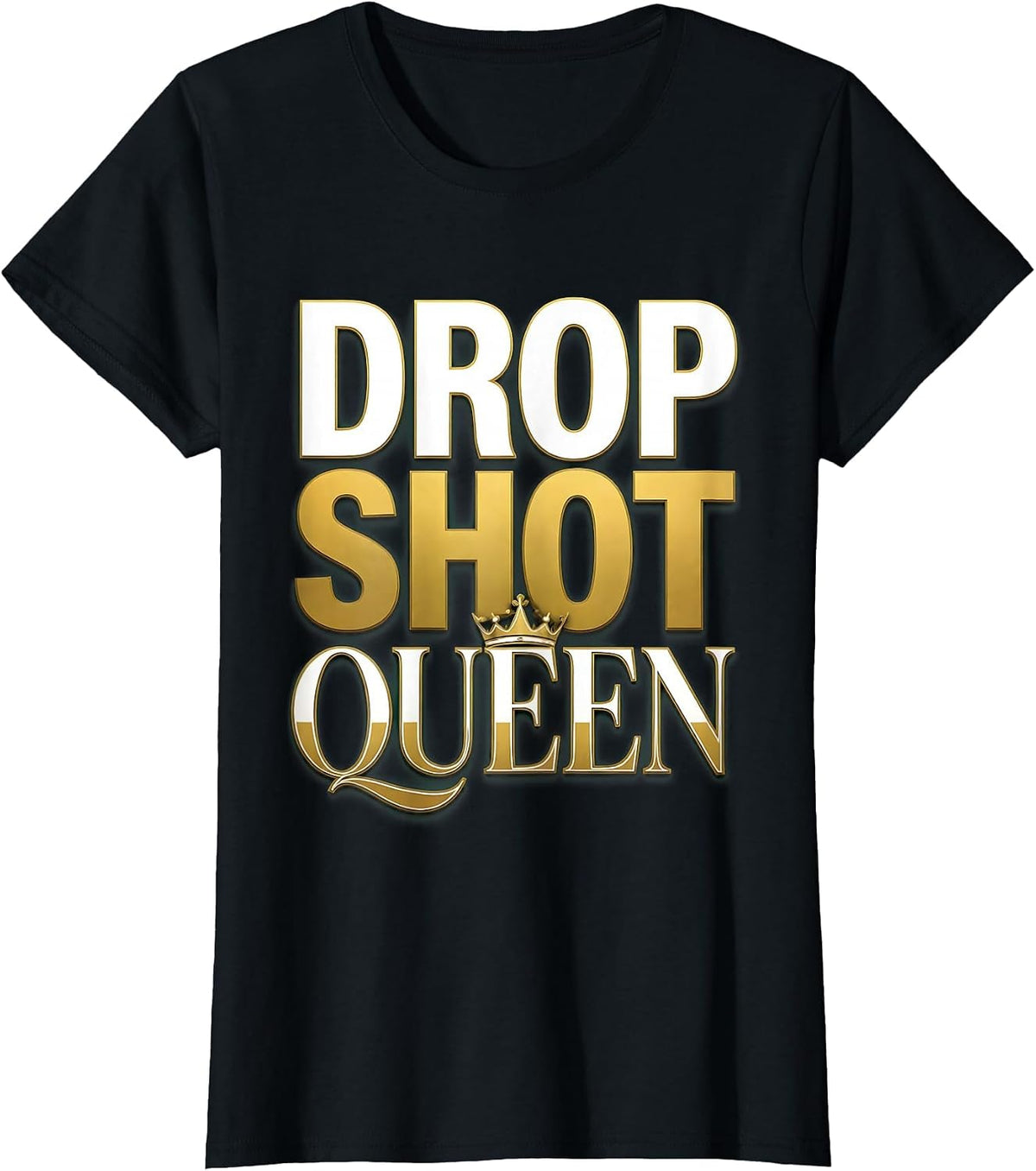 Drop Shot Queen Tennis Graphic Design T-Shirt - Black