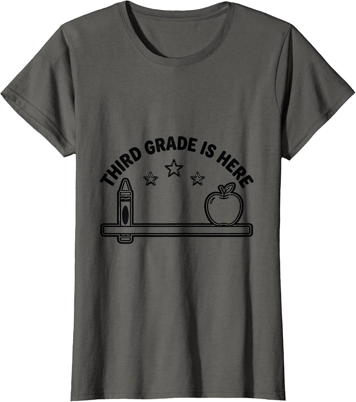 Women's Third Grade Is Here Playful Teacher Back To School Grade T-Shirt - Asphalt Grey