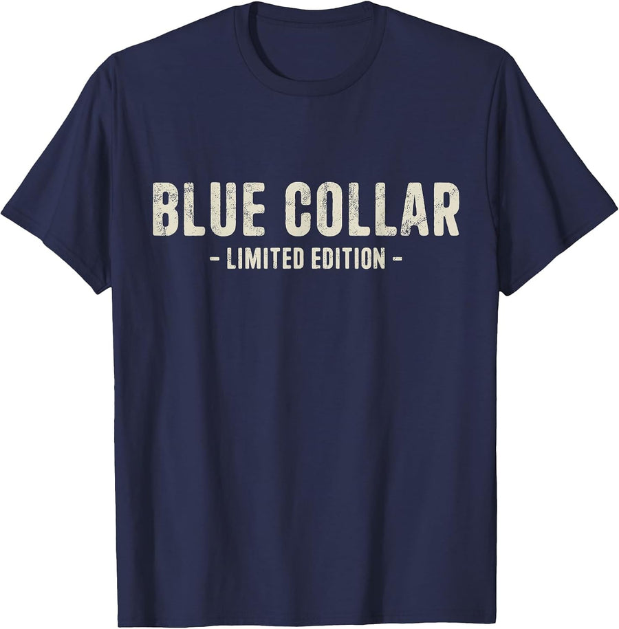 Blue Collar Limited Edition American Worker Plumber Mechanic T-Shirt - Navy Blue