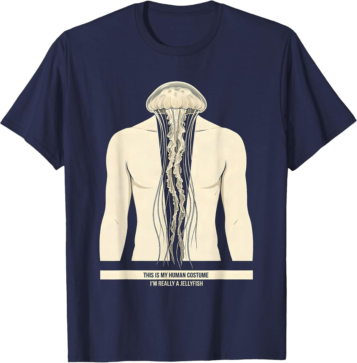 Men's This Is My Human Costume I'm Really A Jellyfish Funny T-Shirt - Navy Blue