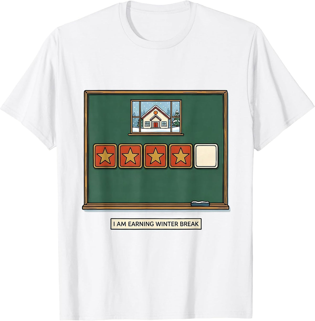 Men's I Am Earning Winter Break Funny Teacher Reward Chart Winter T-Shirt - White