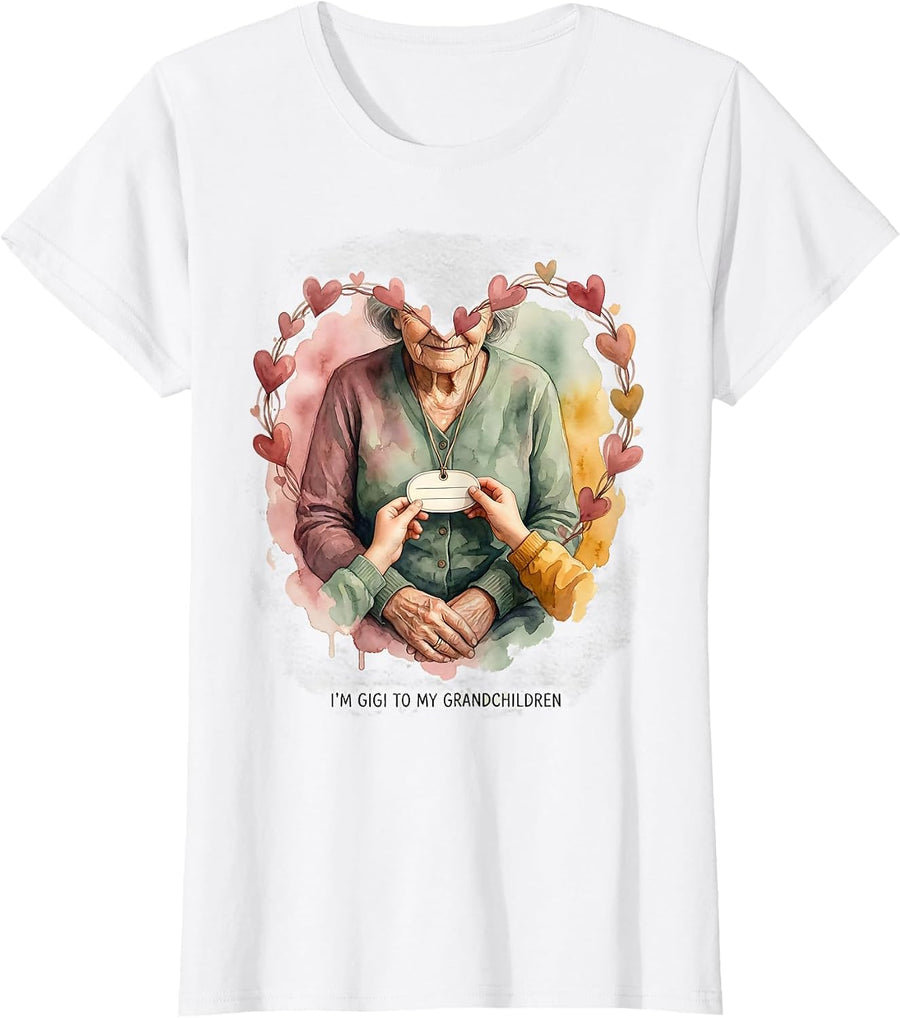 Women's I’m Gigi To My Grandchildren Sentimental Grandmother Family T-Shirt - White