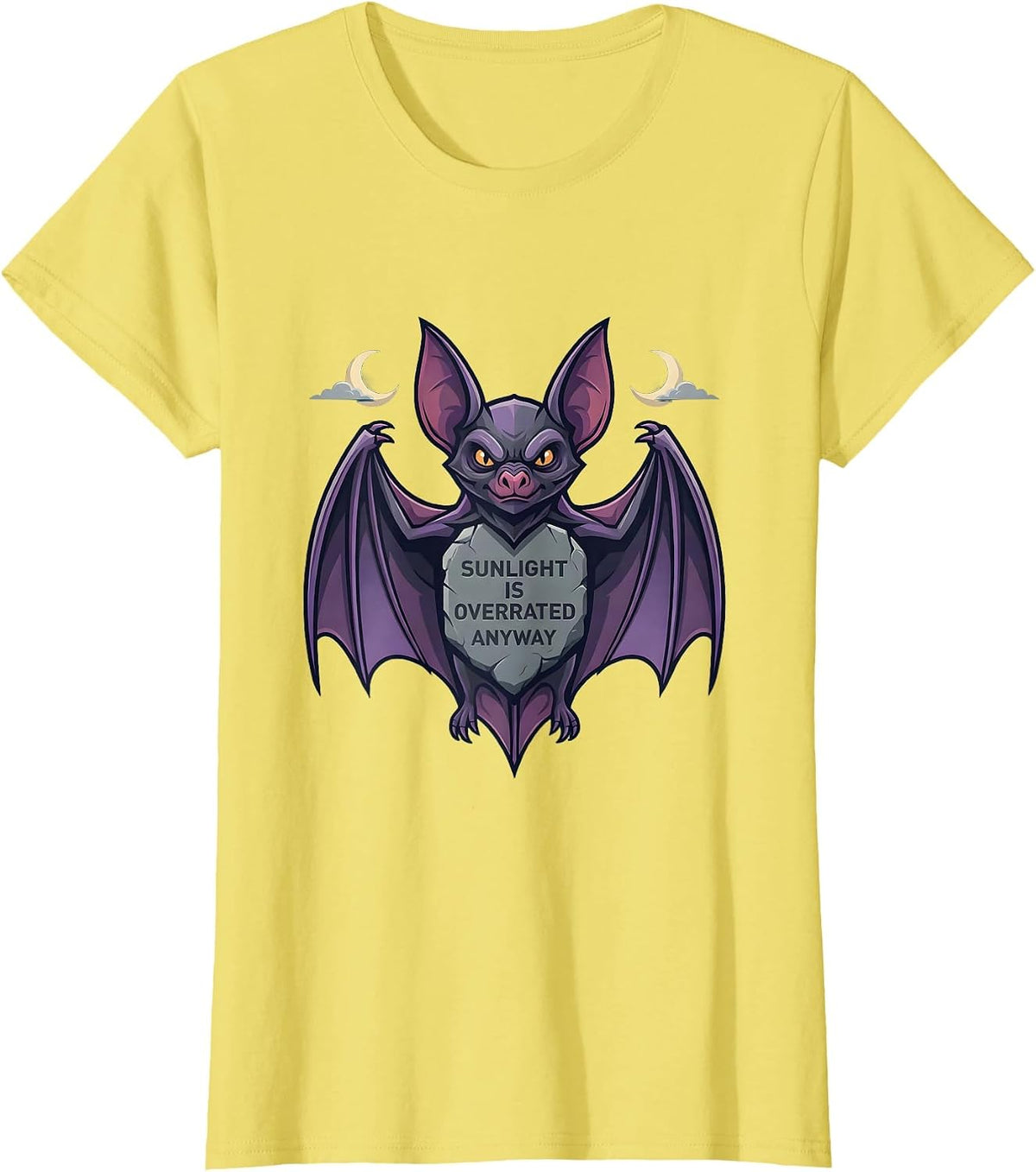 Sunlight Is Overrated Anyway Gothic Design T-Shirt - Lemon Yellow
