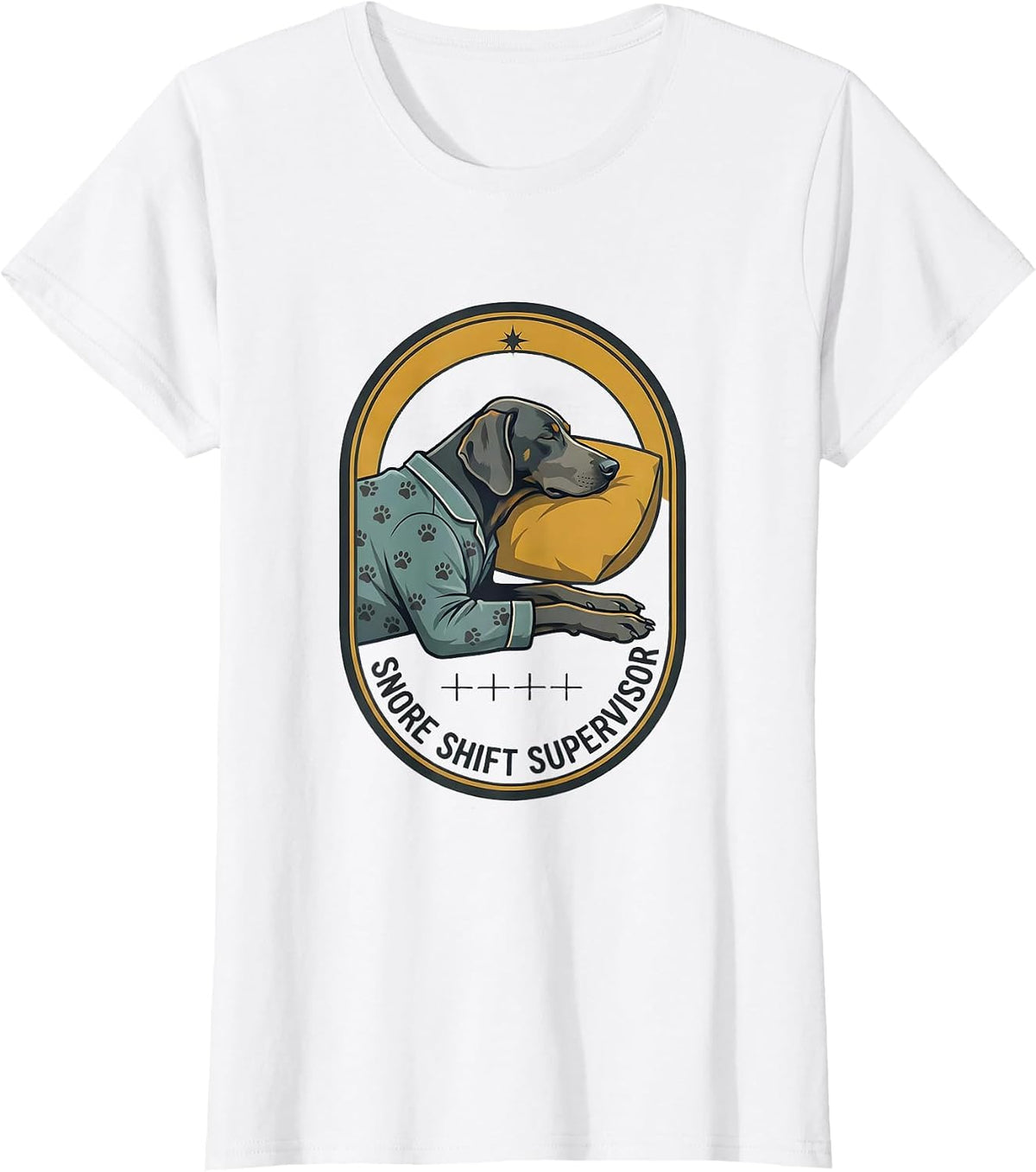 Women's Snore Shift Supervisor Funny Sleepy Weimaraner Pajama Men T-Shirt - White
