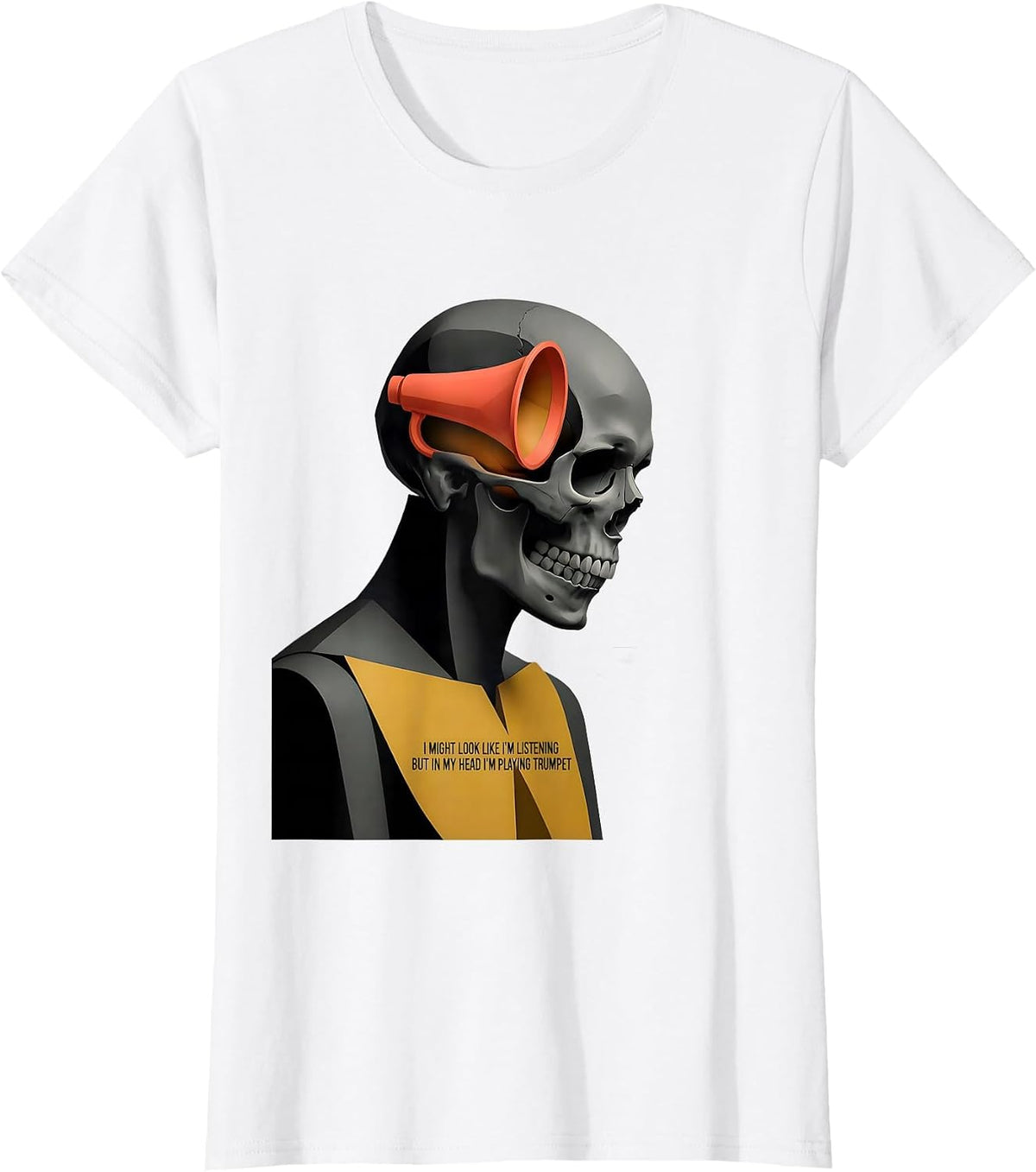 I Might Look Like I'm Listening Trumpet Midcentury Modern T-Shirt - White