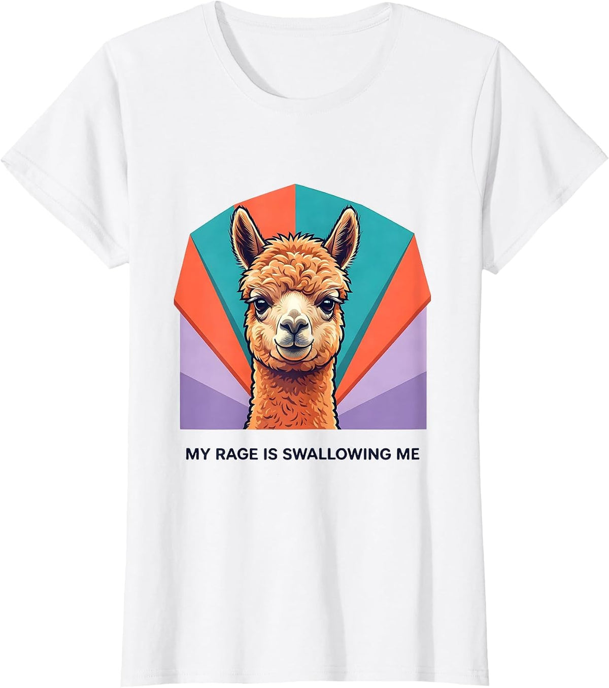 My Rage Is Swallowing Me Funny Llama Animal Meme Humor T-Shirt - White