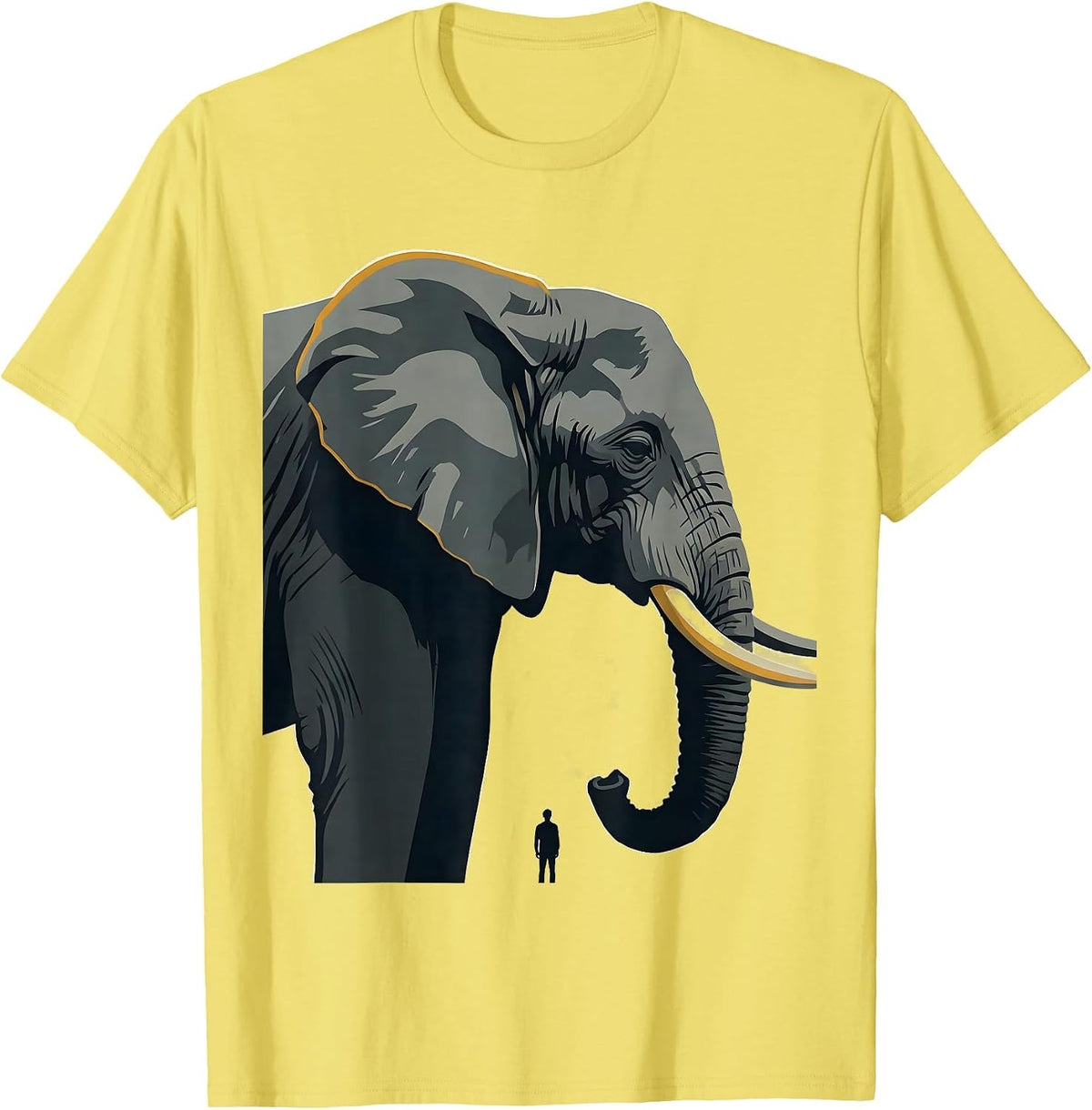 Men's Elephant Shoulder Editorial Conceptual Animal Lover Gift T-Shirt - Lemon Yellow