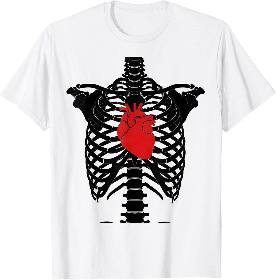 Men's Ribcage Heart Anatomy Radiology Illustration T-Shirt - White