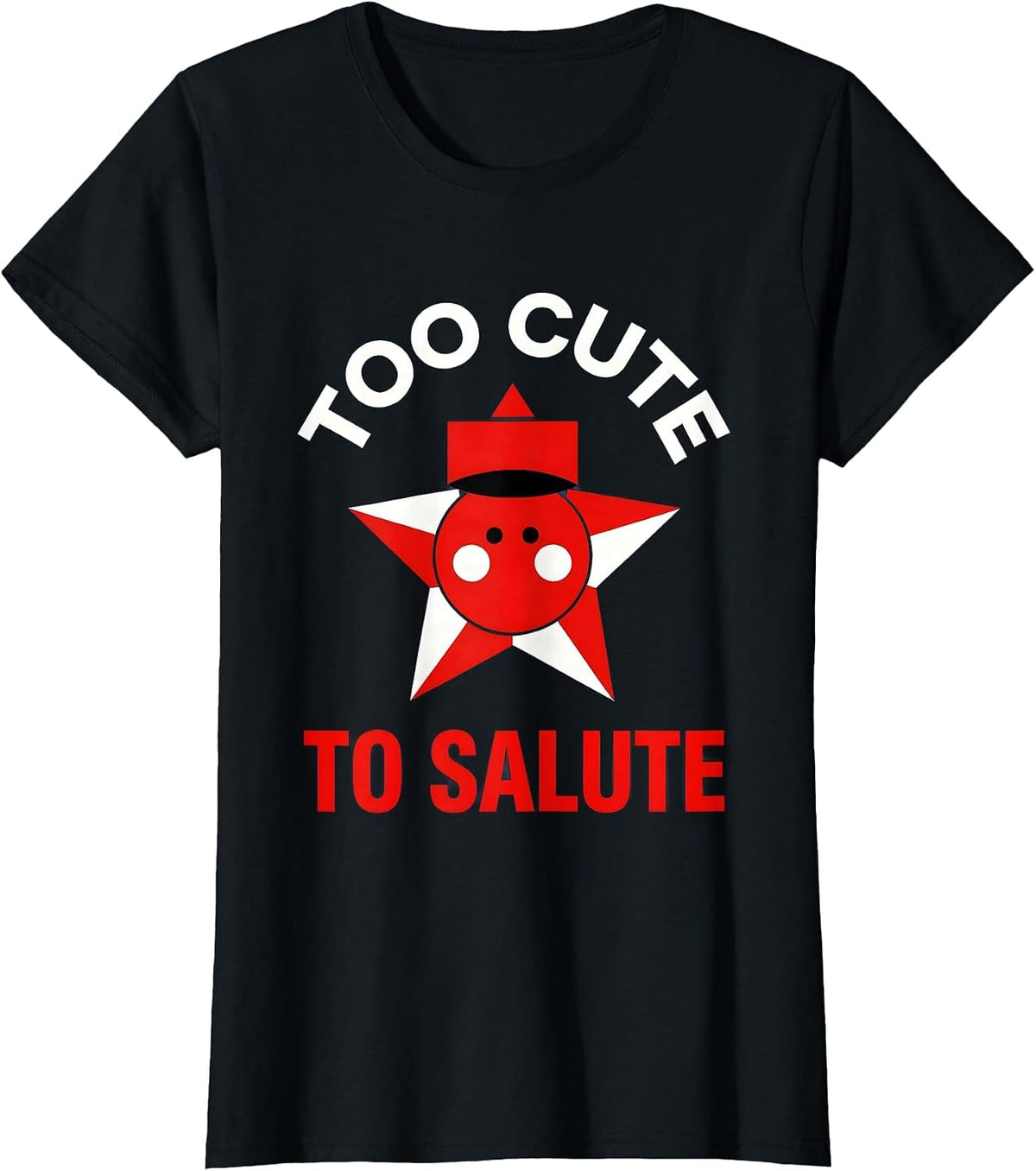 Too Cute to Salute Kids Red White and Blue T-Shirt - Black