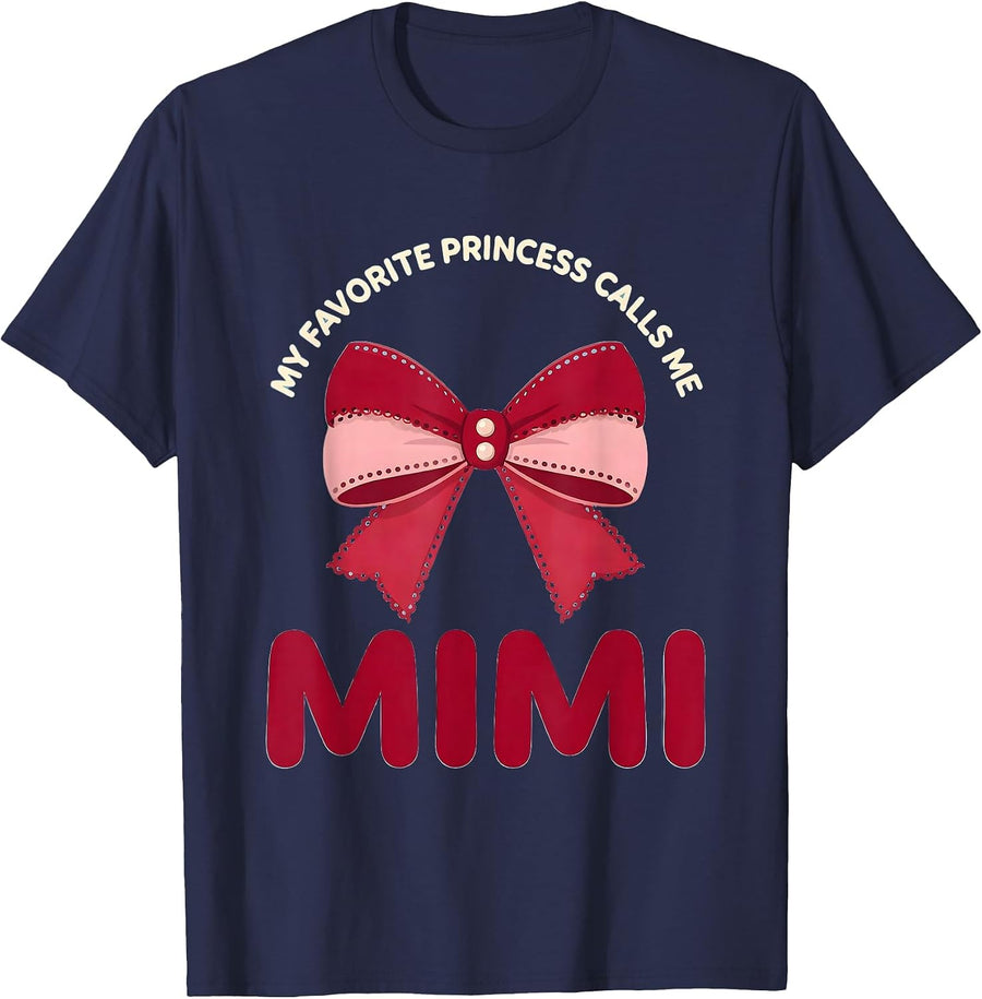My Favorite Princess Calls Me Mimi Funny Cute Grandma Gift T-Shirt - Navy Blue