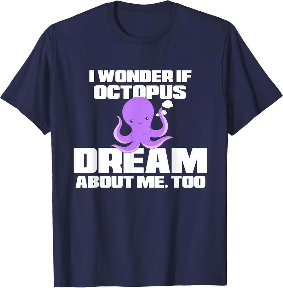 Funny Octopus Shirt - Octopus Pajamas Women Men Kids T-Shirt - Navy Blue