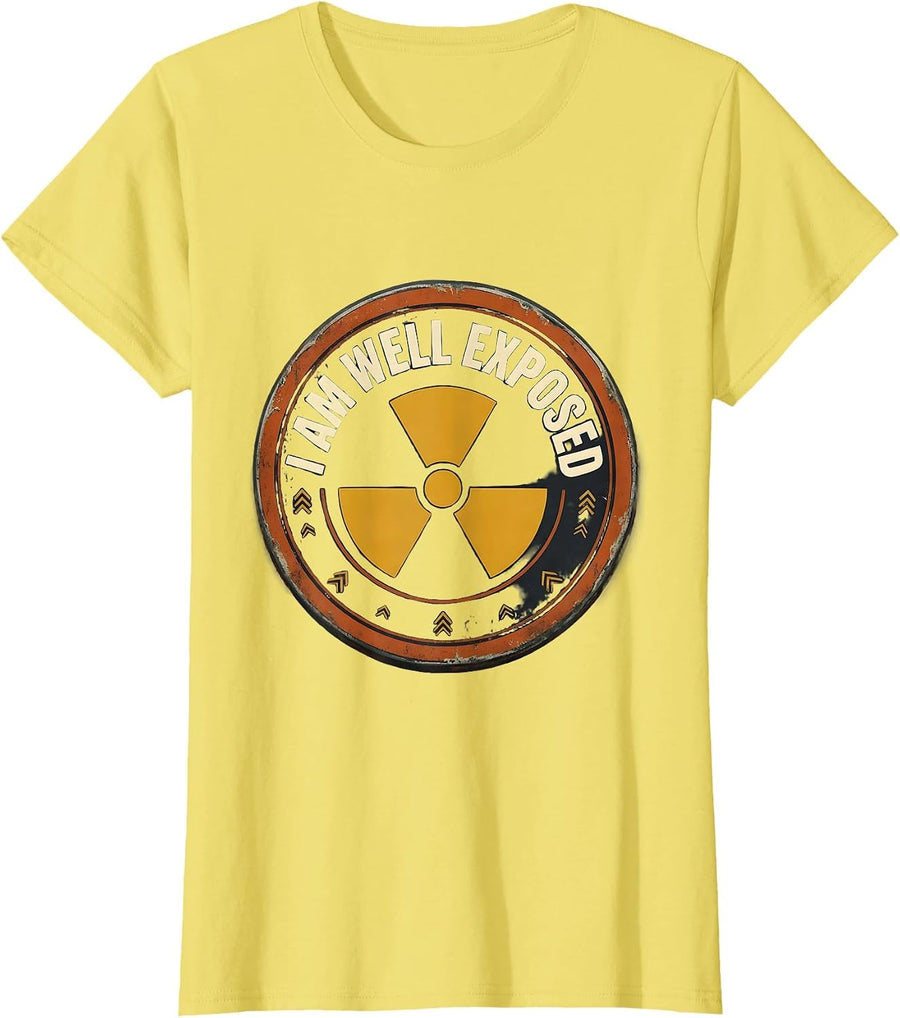 Women's I Am Well Exposed Vintage Radiology Rad Tech X-Ray Humor T-Shirt - Lemon Yellow
