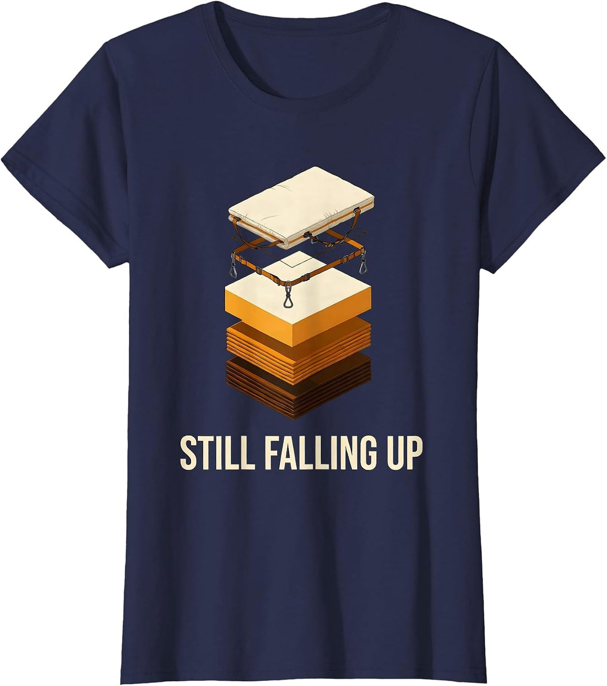 Women's Still Falling Up Funny Rock Climbing Bouldering Climber Gift T-Shirt - Navy Blue