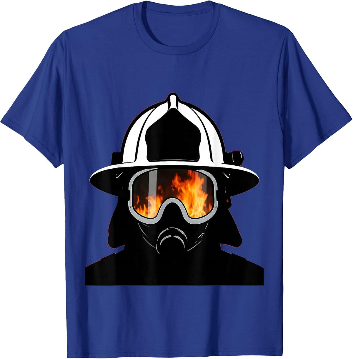 Firefighter Helmet Close-Up Graphic Design T-Shirt - Royal Blue