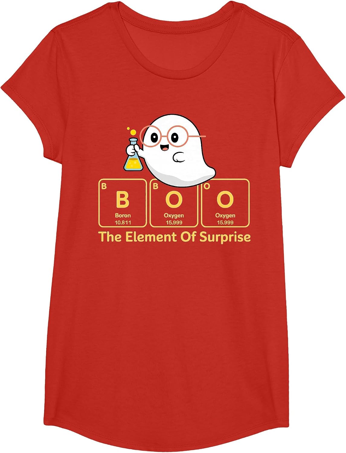 Boo The Element of Surprise Halloween T-Shirt - Girls Red