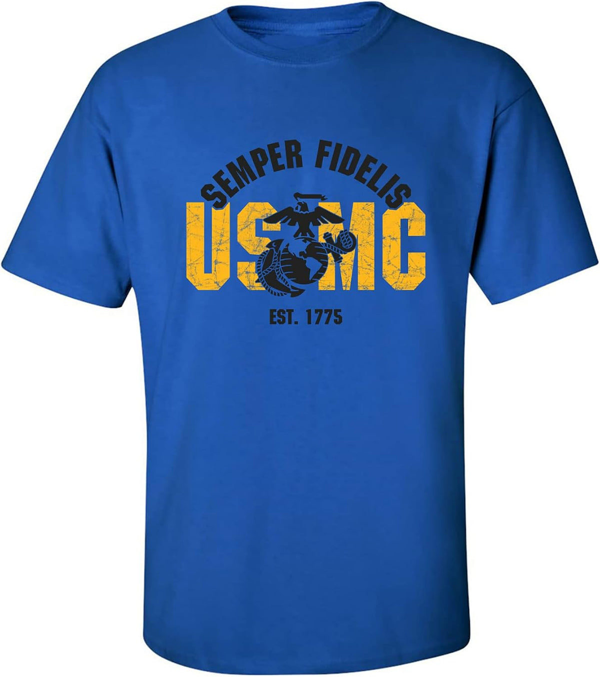 zerogravitee USMC Semper Fidelis Est. 1775" Adult Short Sleeve T-Shirt - Royal