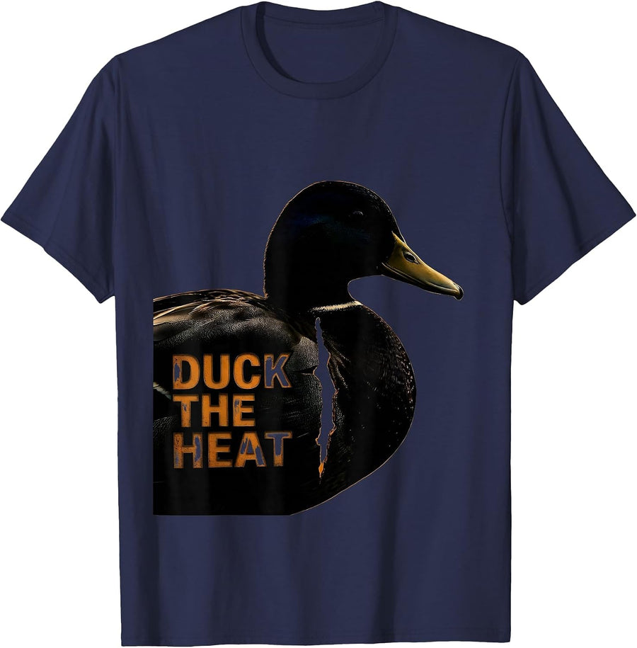 Duck The Heat Funny Duck Hunter Waterfowl Hunting Gift T-Shirt - Navy Blue
