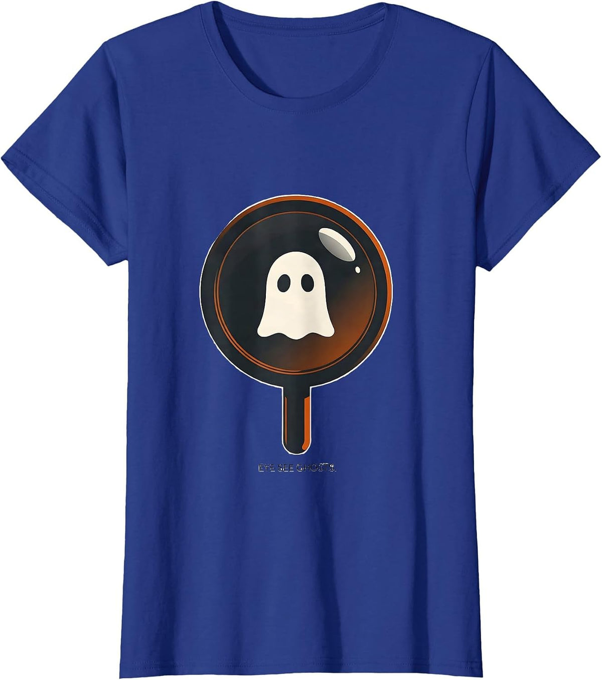 Women's Eye See Ghosts Minimalist Halloween Optometrist Eye Doctor T-Shirt - Royal Blue