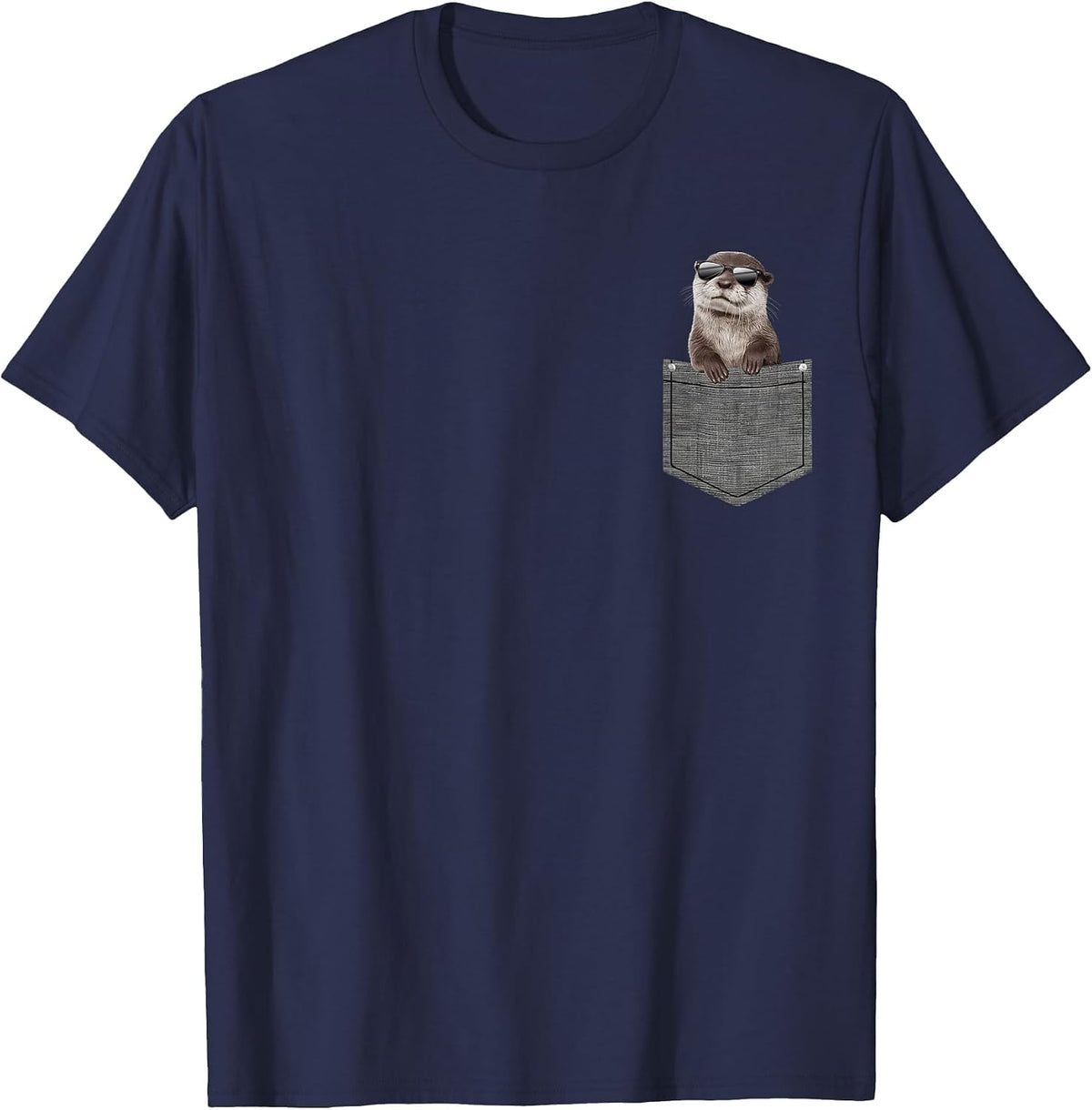 Otter in Pocket T-Shirt - Navy Blue