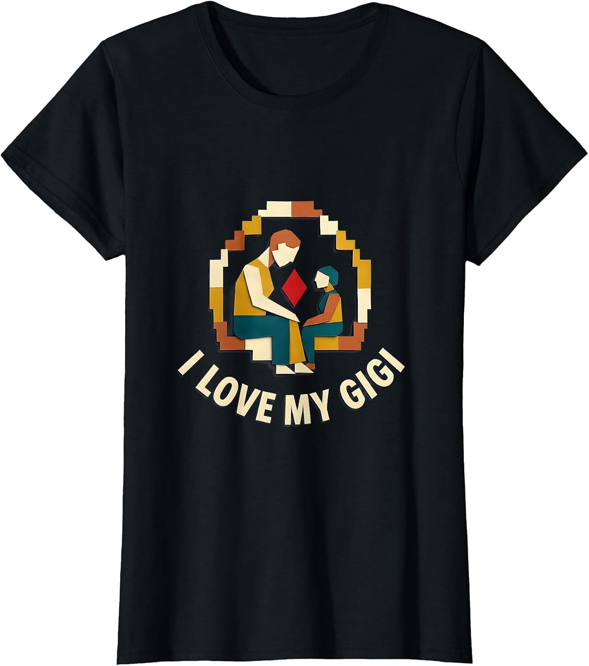 I Love My Gigi Quilt Block Patchwork Grandchild National T-Shirt - Black