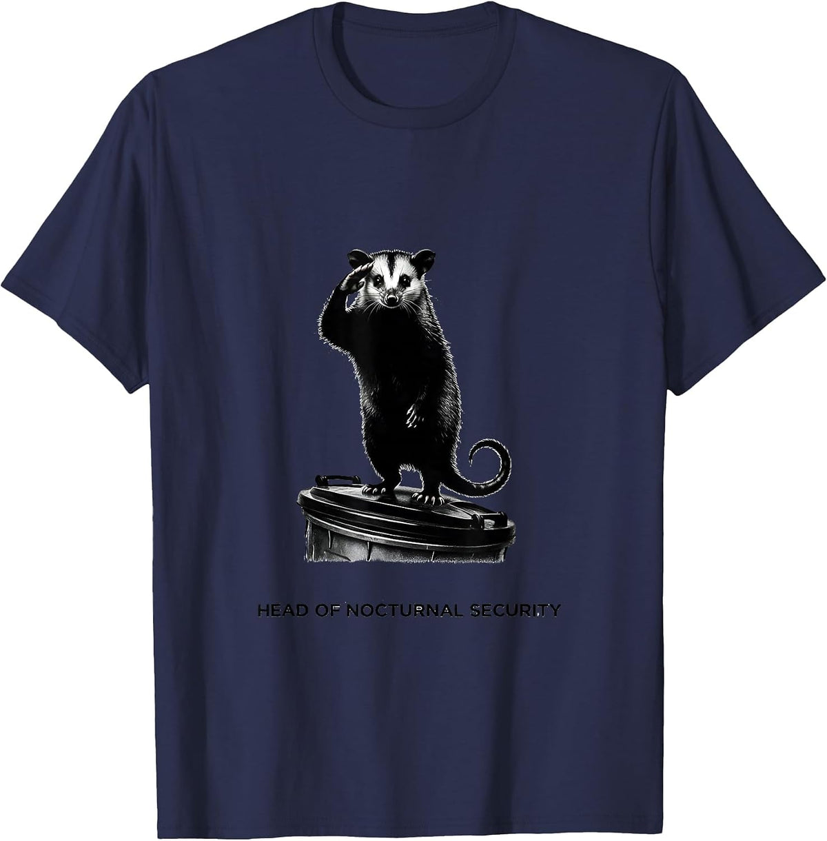 Men's Head Of Nocturnal Security Funny Opossum Meme Humor T-Shirt - Navy Blue