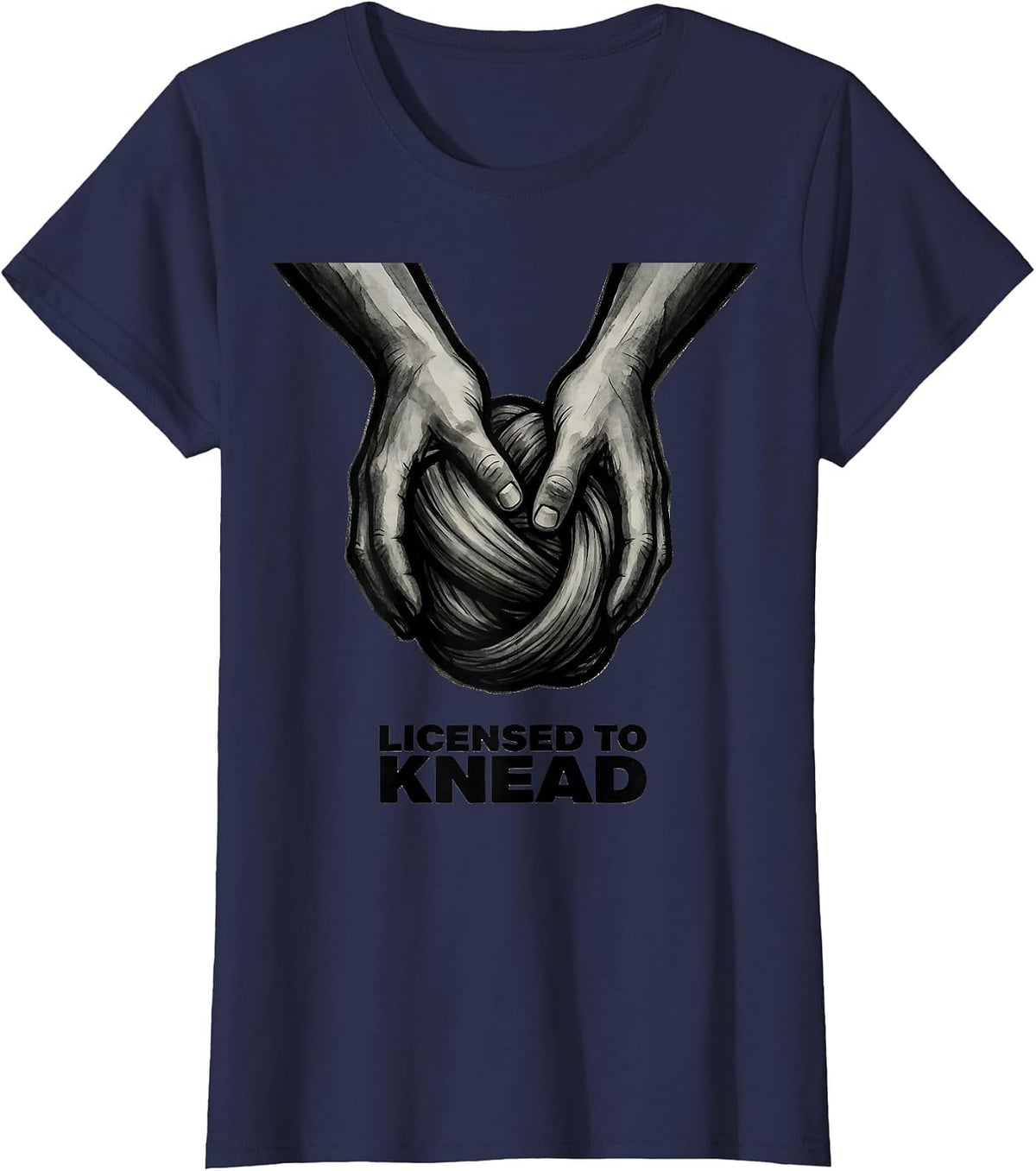 Women's Licensed To Knead Funny Massage Therapist Occupational Pun T-Shirt - Navy Blue