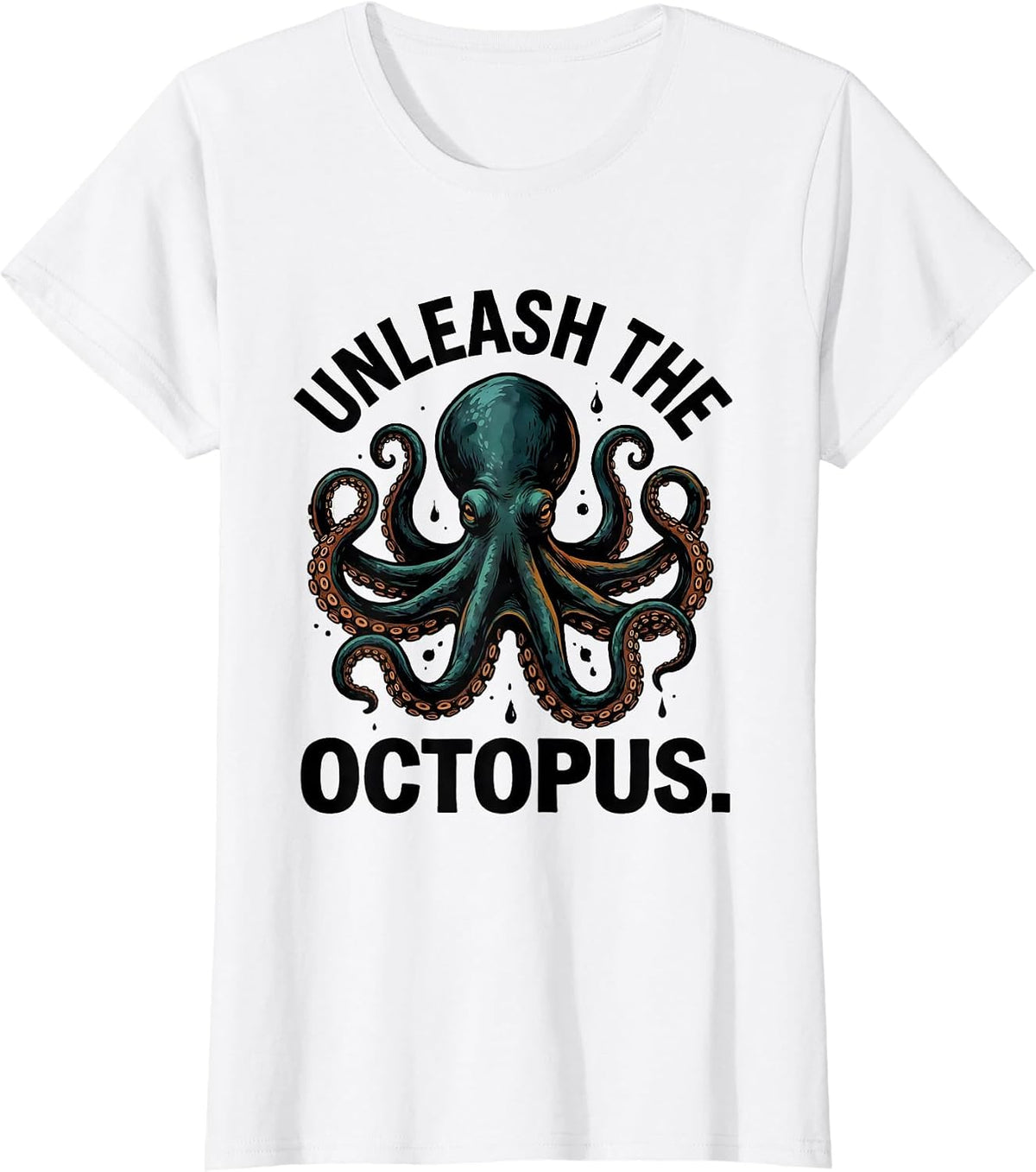 Women's Unleash The Octopus Funny Octopus Lover Vintage Japanese Sea T-Shirt - White