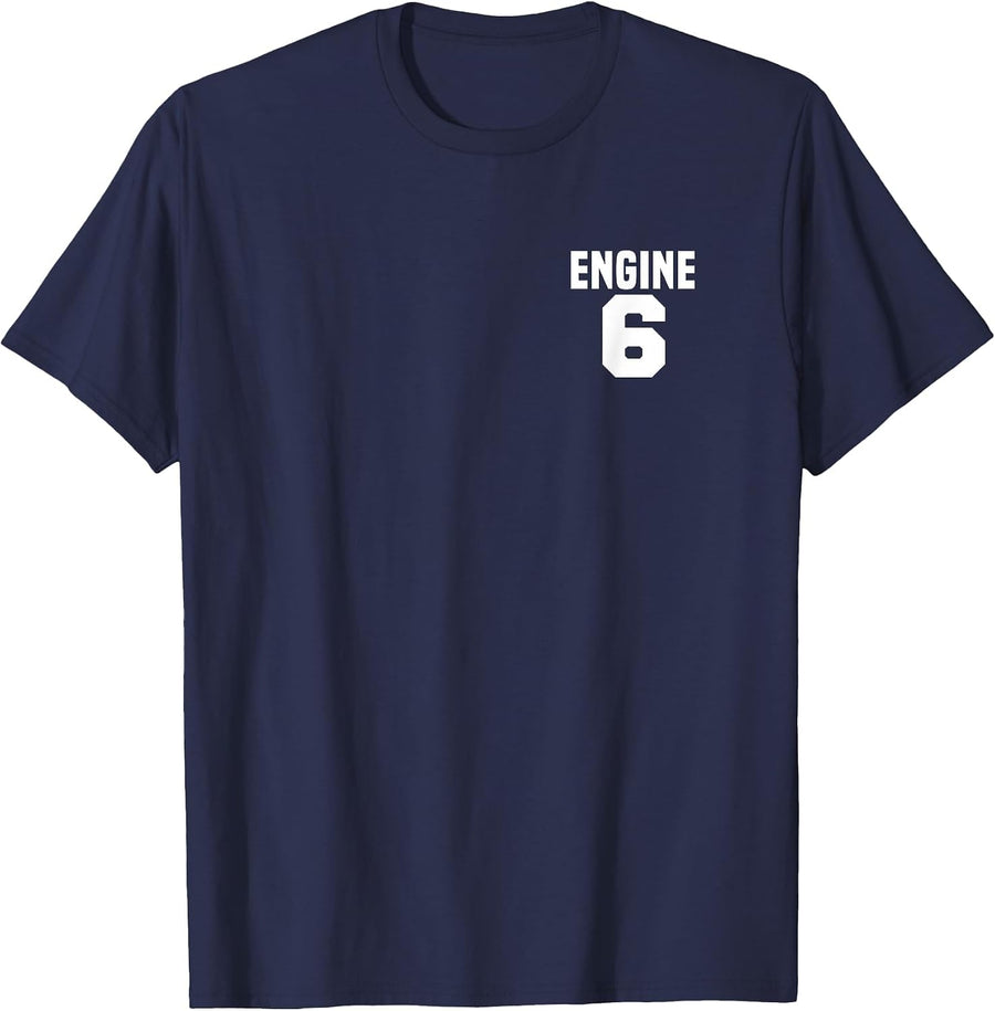 Engine 6 Fire Rescue Department City Firefighter Duty T-Shirt - Navy Blue