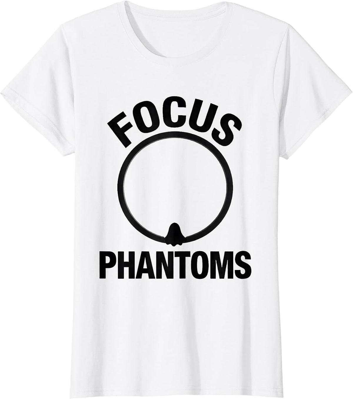 Women's Focus Phantoms Minimalist Ghost Halloween Optometrist Eye T-Shirt - White
