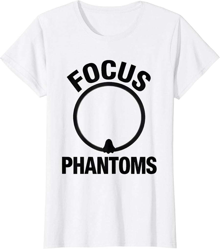 Women's Focus Phantoms Minimalist Ghost Halloween Optometrist Eye T-Shirt - White