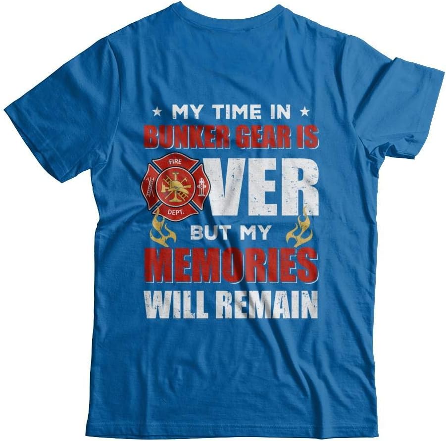 Men's My Time Bunker Gear Over Memories Will Remain Firefighter Shirt Short Sleeve Tee - Royal