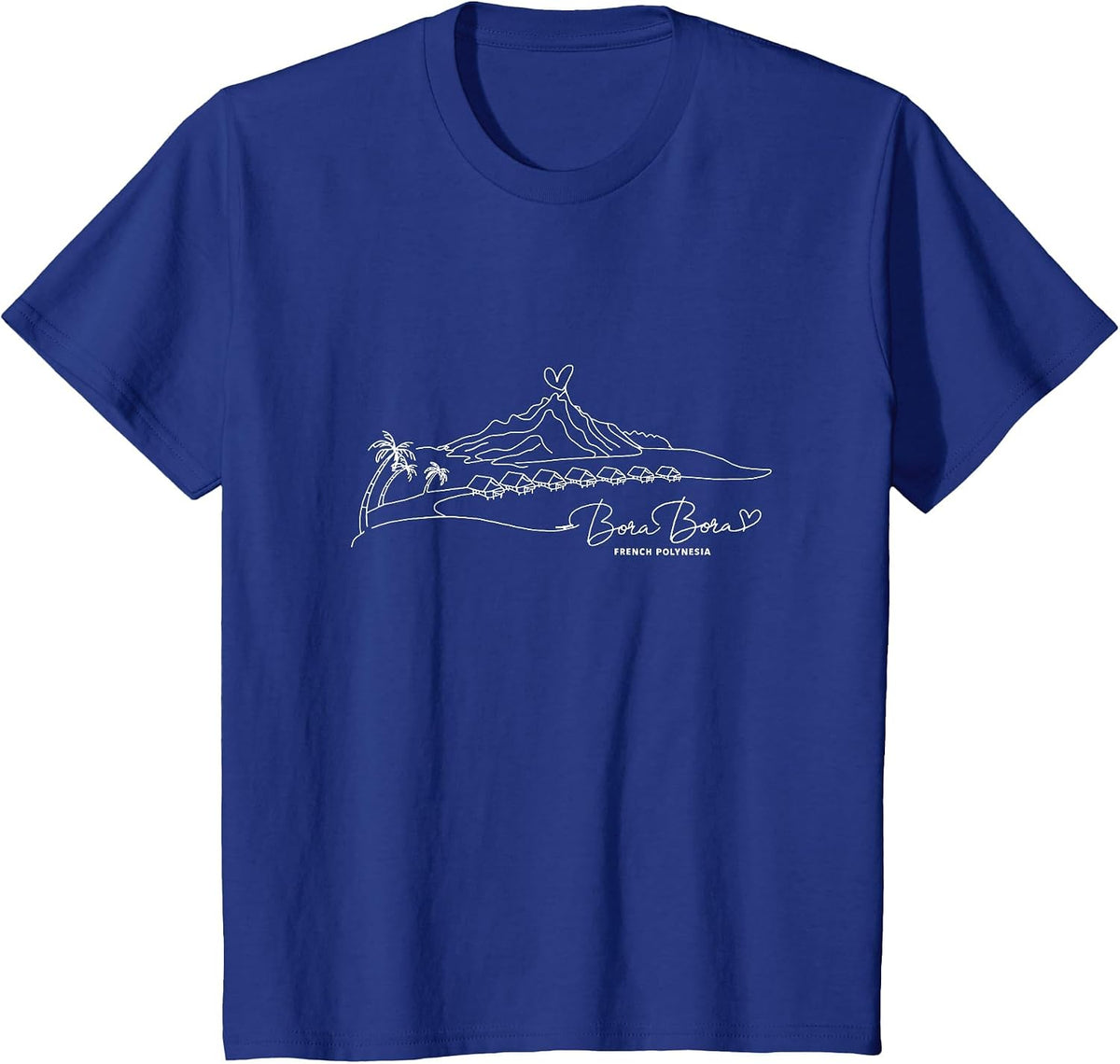 Bora Bora French Polynesia Signature Heart Art - Souvenir T-Shirt - Royal Blue