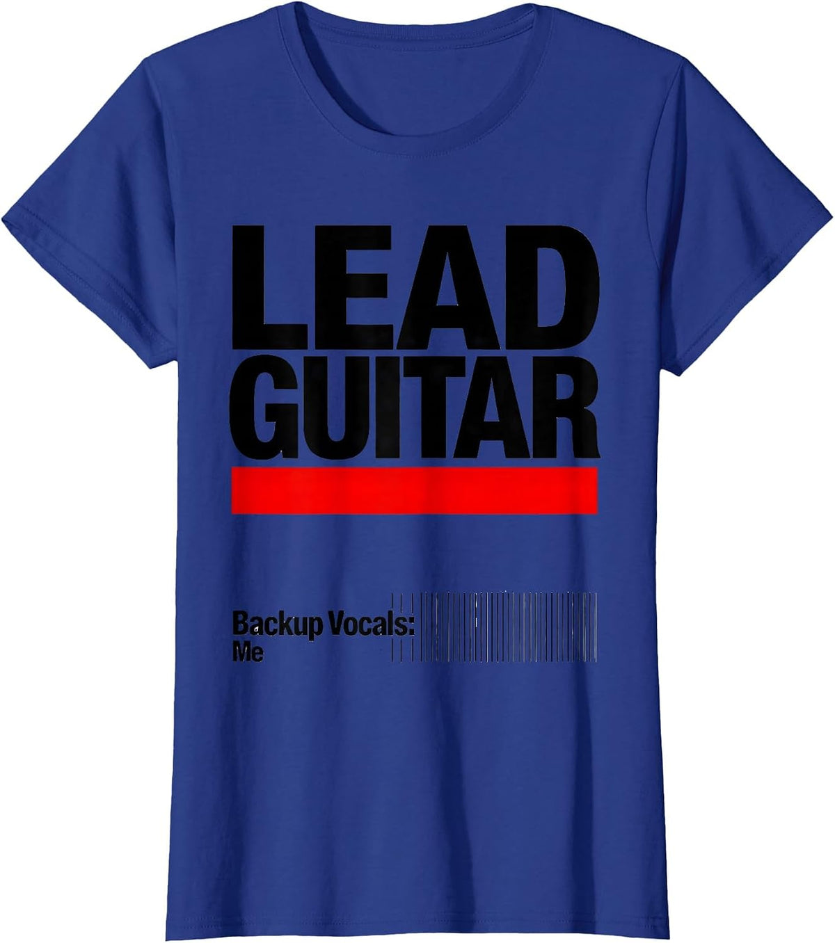 Women's LEAD GUITAR Backup Vocals Me Funny Cat Rock Band Parody T-Shirt - Royal Blue