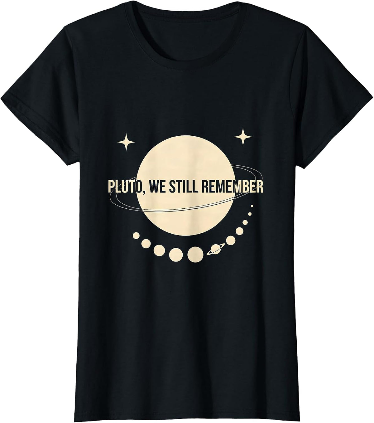 Pluto, We Still Remember Funny Pluto Planet Retro Astronomy T-Shirt - Black