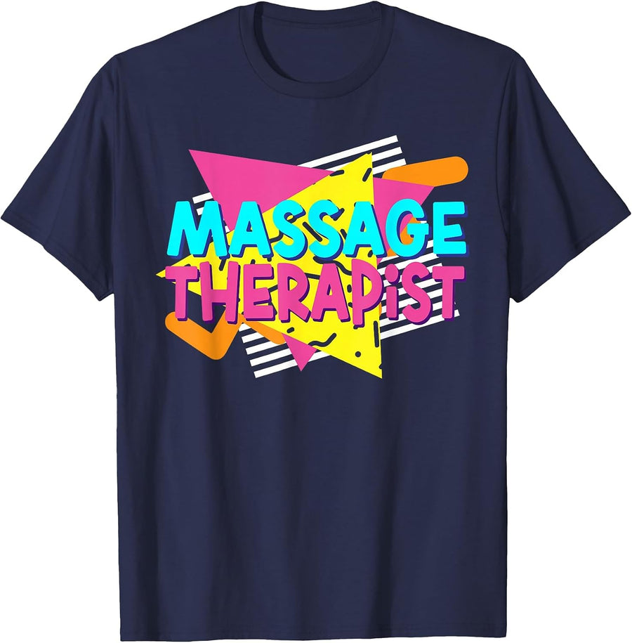 Licensed Massage Therapist Therapy 90s Retro Vintage T-Shirt - Navy Blue